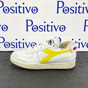 Diadora Mi Basket Row Cut White/Yellow Leather Sneakers US 7.5 Replacement Box
